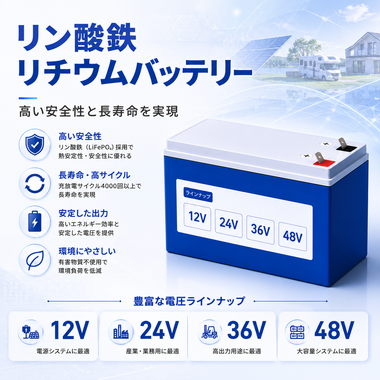 AGV・産業機器向け リン酸鉄リチウムイオン電池