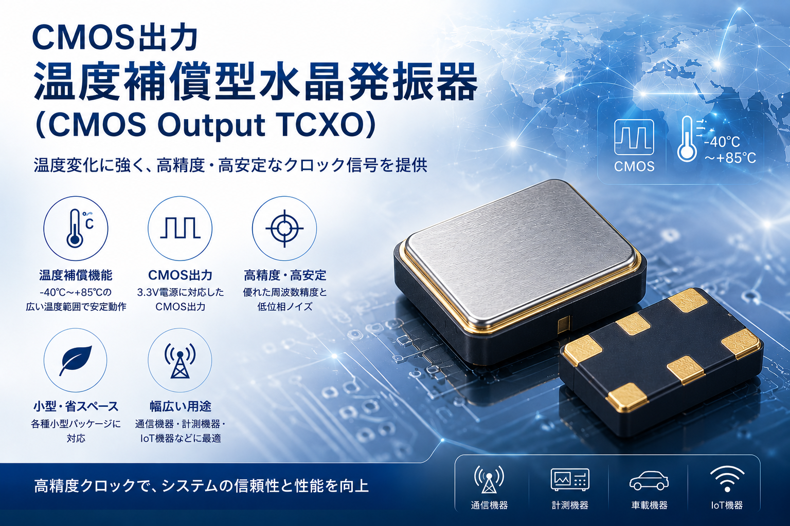 CMOS出力 温度補償型水晶発振器 (CMOS Output TCXO)