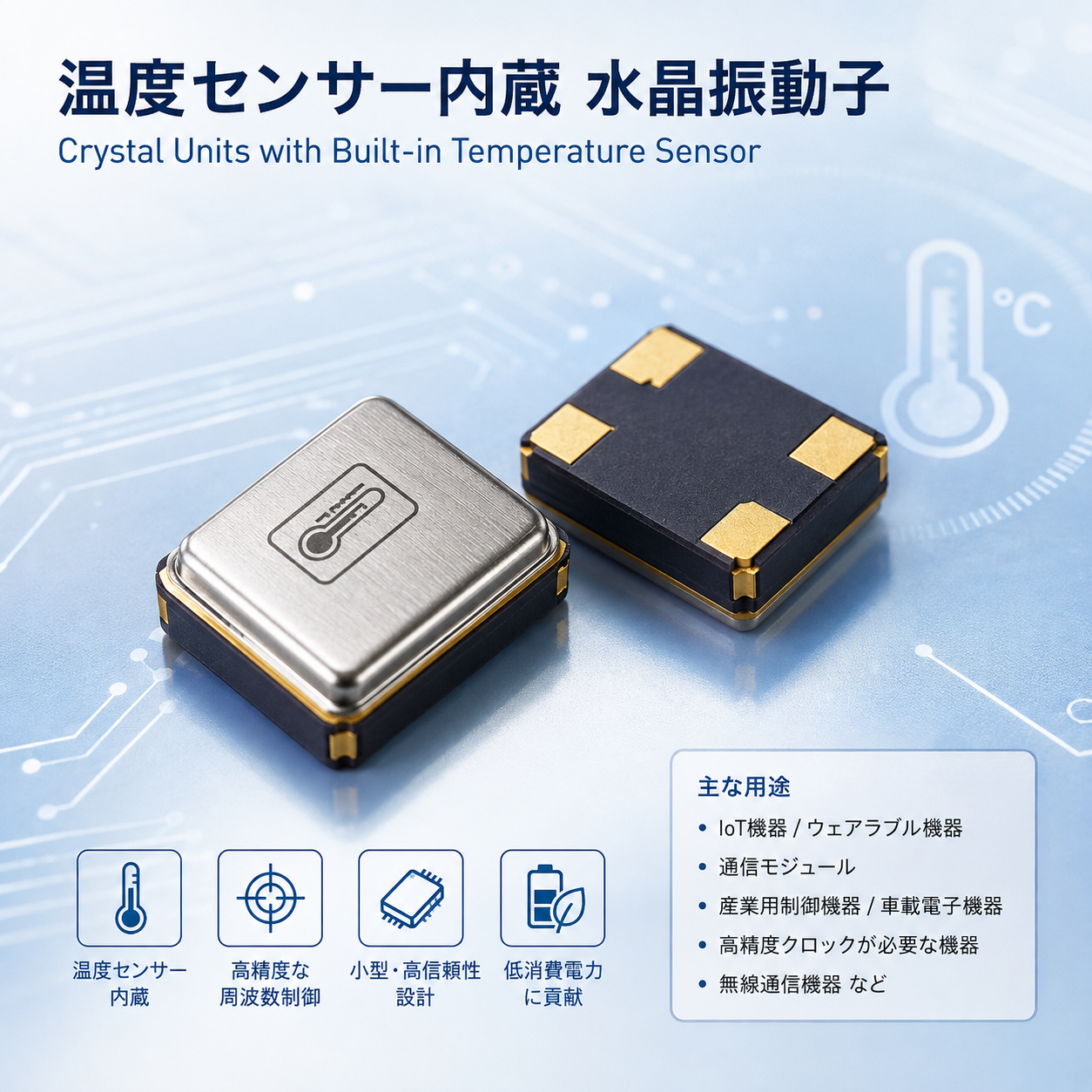 温度センサー内蔵 水晶振動子 (Crystal Units with Built-in Temperature Sensor)