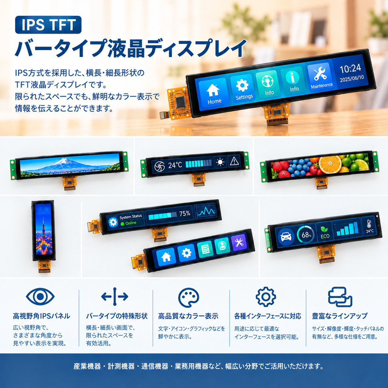 IPS TFTバータイプ液晶ディスプレイ
